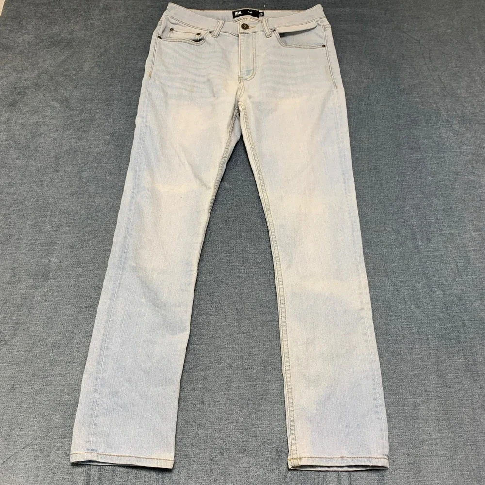 RSQ Jeans Mens 30x30 Blue Denim Cotton Stretch Mid Rise Slim Fit Straight Leg
